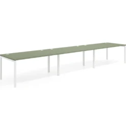 Mesa de oficina en continuidad progresiva triple Kube, fondo 100cm, estructura blanca