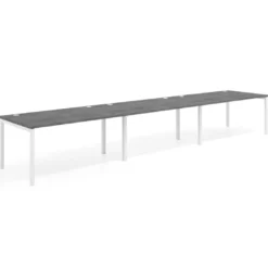 Mesa de oficina en continuidad progresiva triple Kube, fondo 100cm, estructura blanca