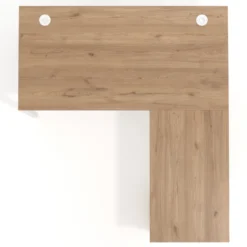 Mesa de oficina en L con cajones Kube fondo 80, frontales melamina, estructura blanca