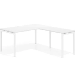 Mesa de oficina en L Kube fondo 80cm con ala, estructura blanca