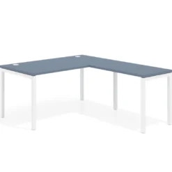 Mesa de oficina en L Kube fondo 80cm con ala, estructura blanca