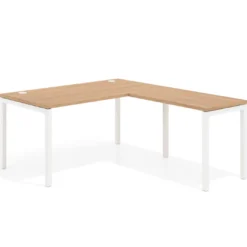 Mesa de oficina en L Kube fondo 80cm con ala, estructura blanca