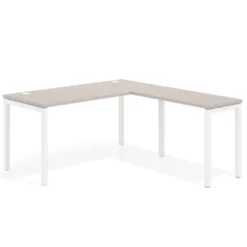 Mesa de oficina en L Kube fondo 68cm con ala estrecha, estructura blanco