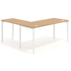 Mesa de oficina en L Kube fondo 68cm con ala estrecha, estructura blanco