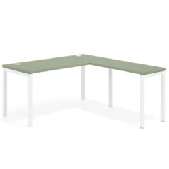 Mesa de oficina en L Kube fondo 68cm con ala estrecha, estructura blanco