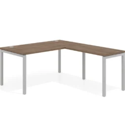 Mesa de oficina en L Kube fondo 80cm con ala, estructura aluminio