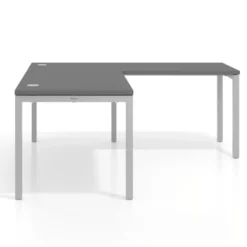 Mesa de oficina en L Kube fondo 80cm con ala, estructura aluminio