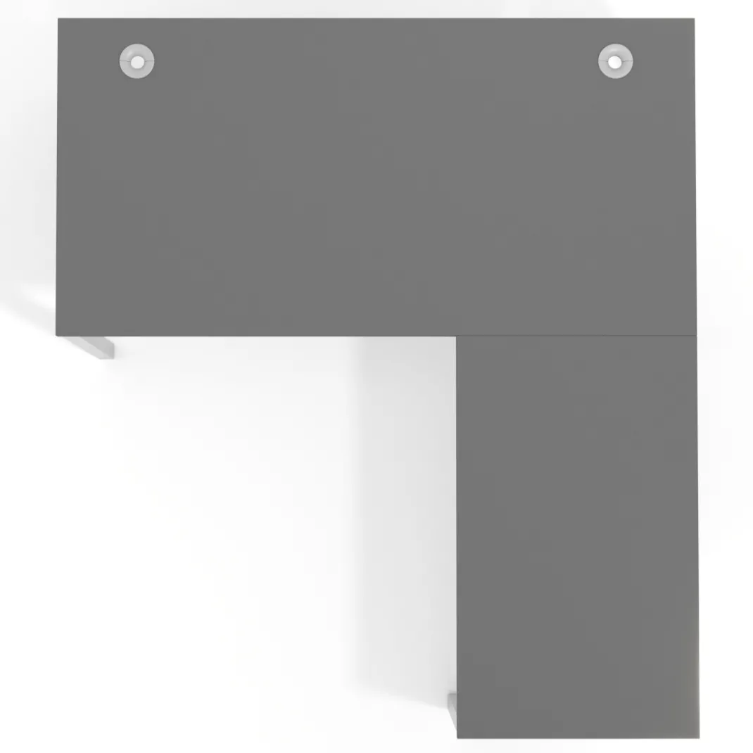 Mesa de oficina en L Kube fondo 80cm con ala, estructura aluminio