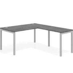 Mesa de oficina en L Kube fondo 80cm con ala, estructura aluminio