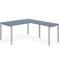 Mesa de oficina en L Kube fondo 80cm con ala, estructura aluminio