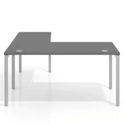 Mesa de oficina en L Kube fondo 80cm con ala, estructura aluminio
