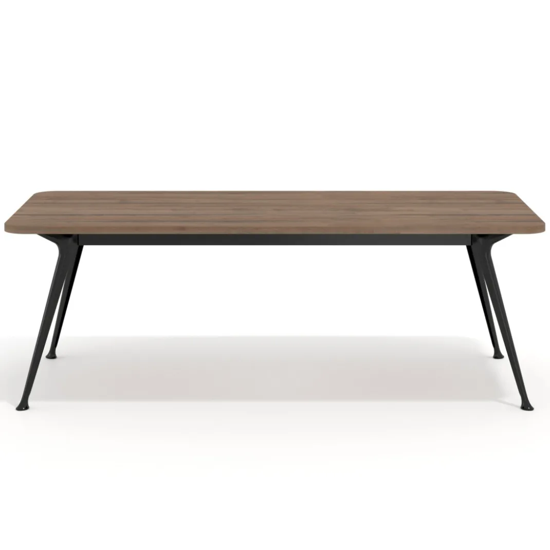Mesa de oficina gran formato Tekno, fondo 100, patas aluminio inyectado, estructura negra
