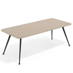 Mesa de oficina gran formato Tekno, fondo 100, patas aluminio inyectado, estructura negra