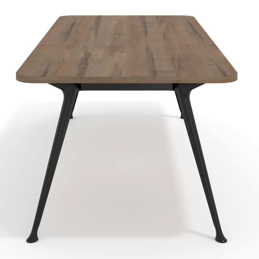 Mesa de oficina gran formato Tekno, fondo 100, patas aluminio inyectado, estructura negra