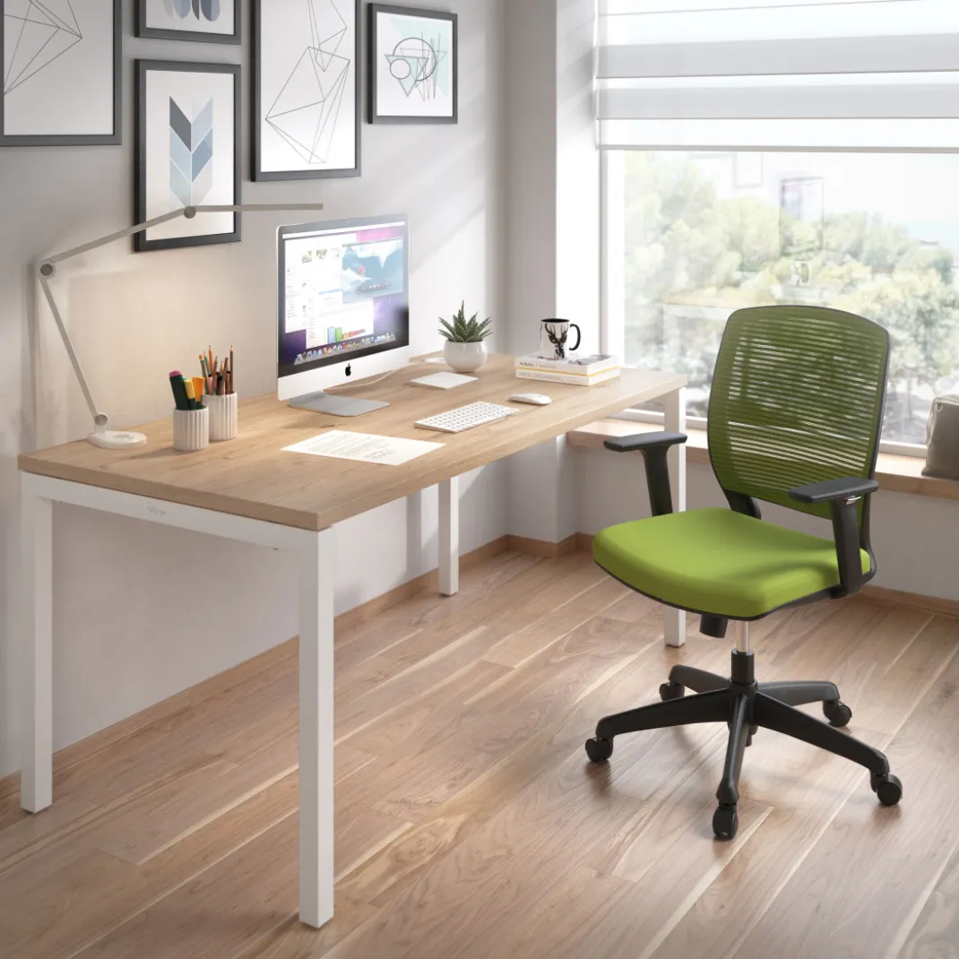 Mesa de oficina Kube fondo 80cm estructura blanca