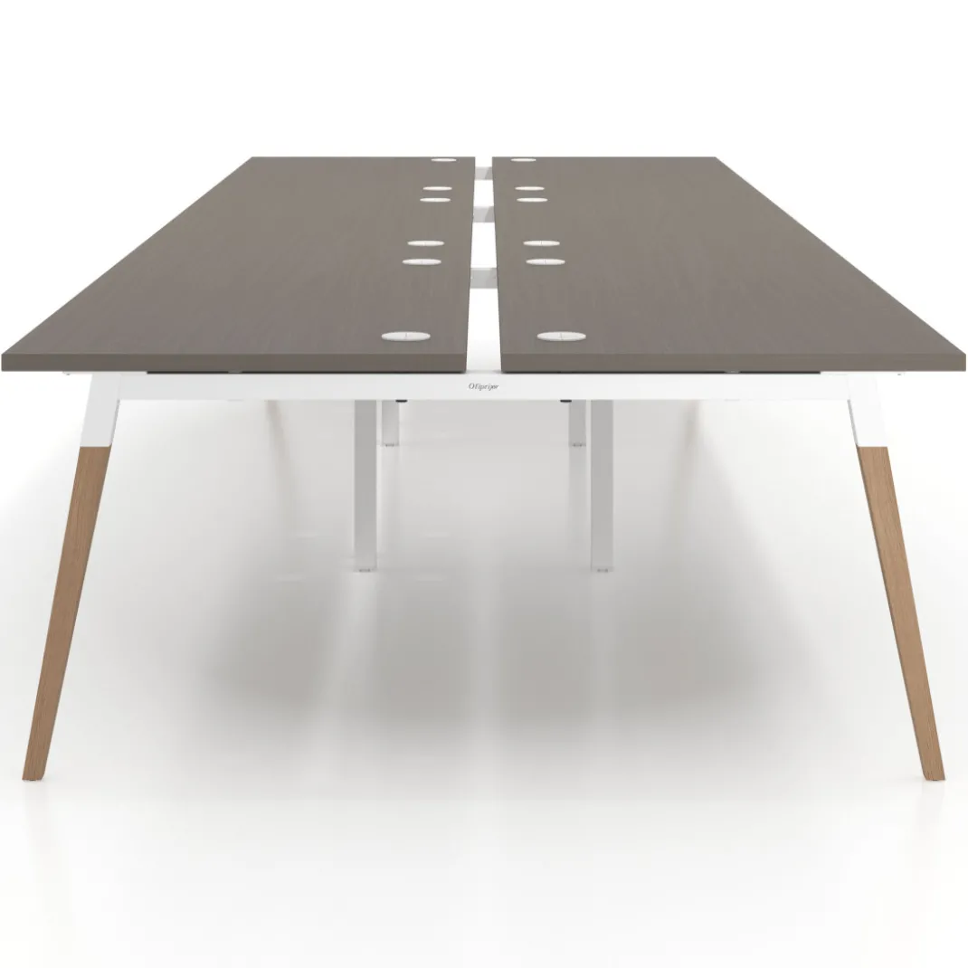 Mesa de oficina multipuesto Arki triple, fondo 166 cm, sobre recto