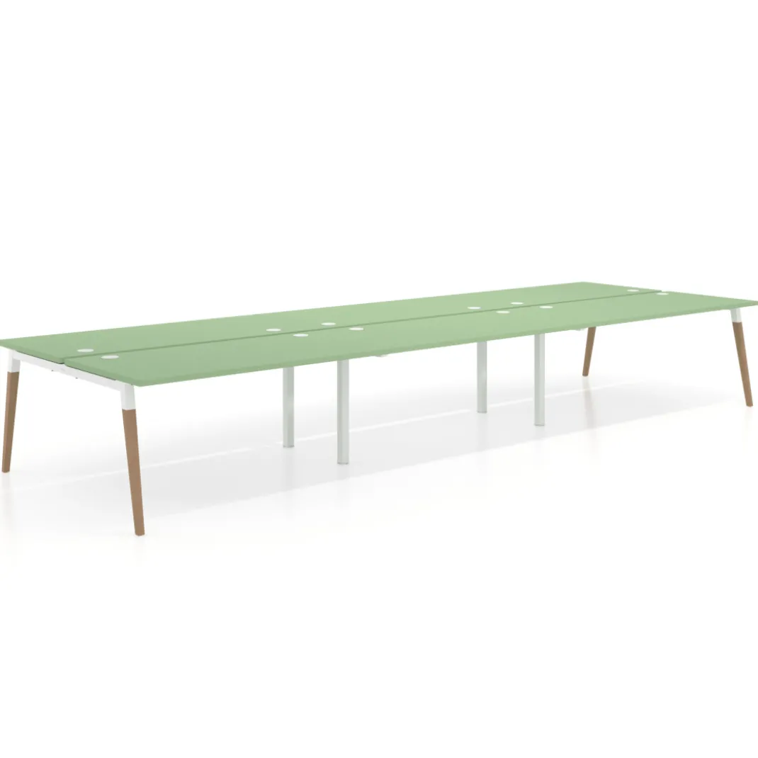 Mesa de oficina multipuesto Arki triple, fondo 166 cm, sobre recto