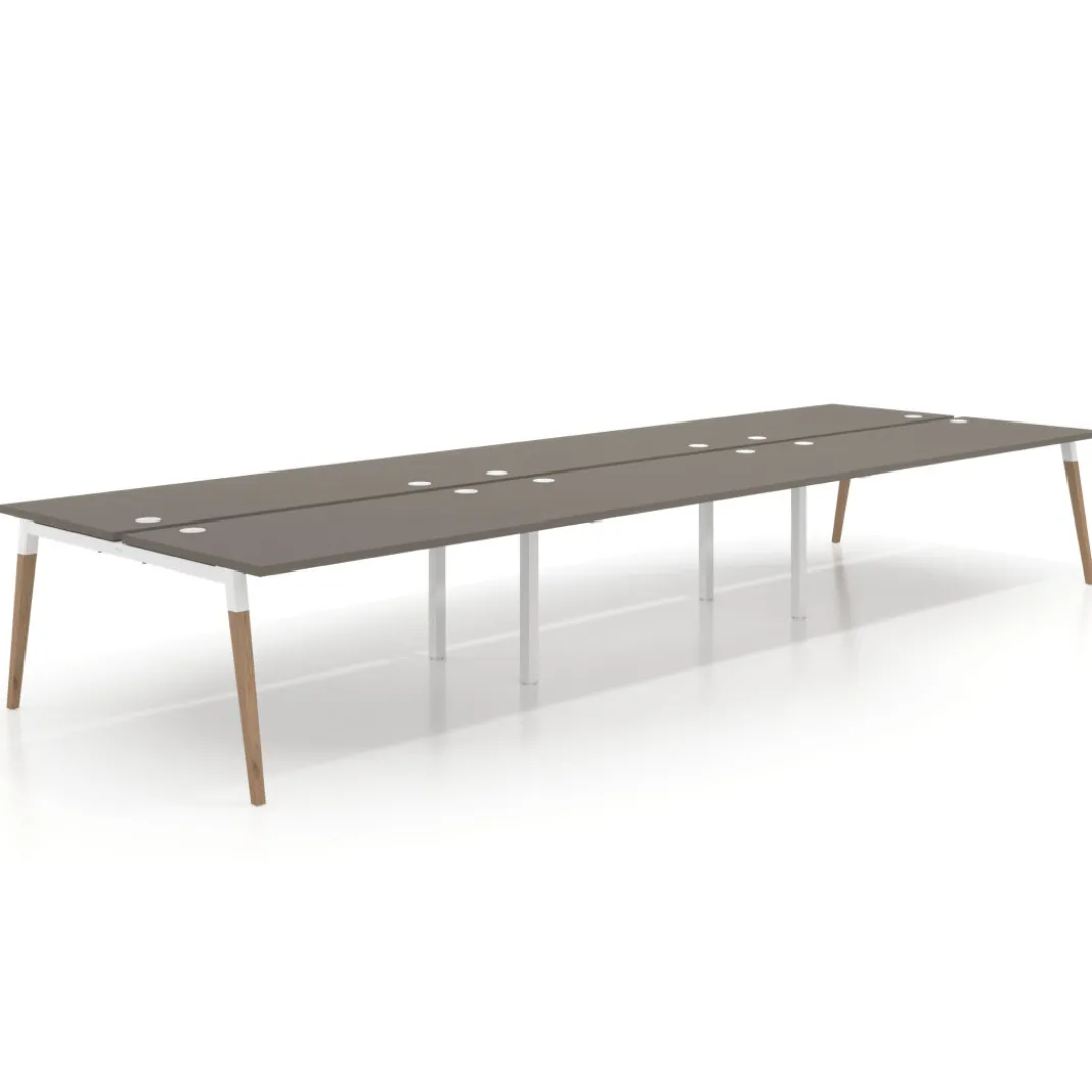 Mesa de oficina multipuesto Arki triple, fondo 166 cm, sobre recto