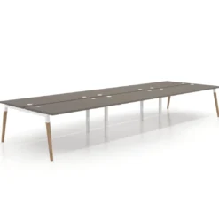 Mesa de oficina multipuesto Arki triple, fondo 166 cm, sobre recto
