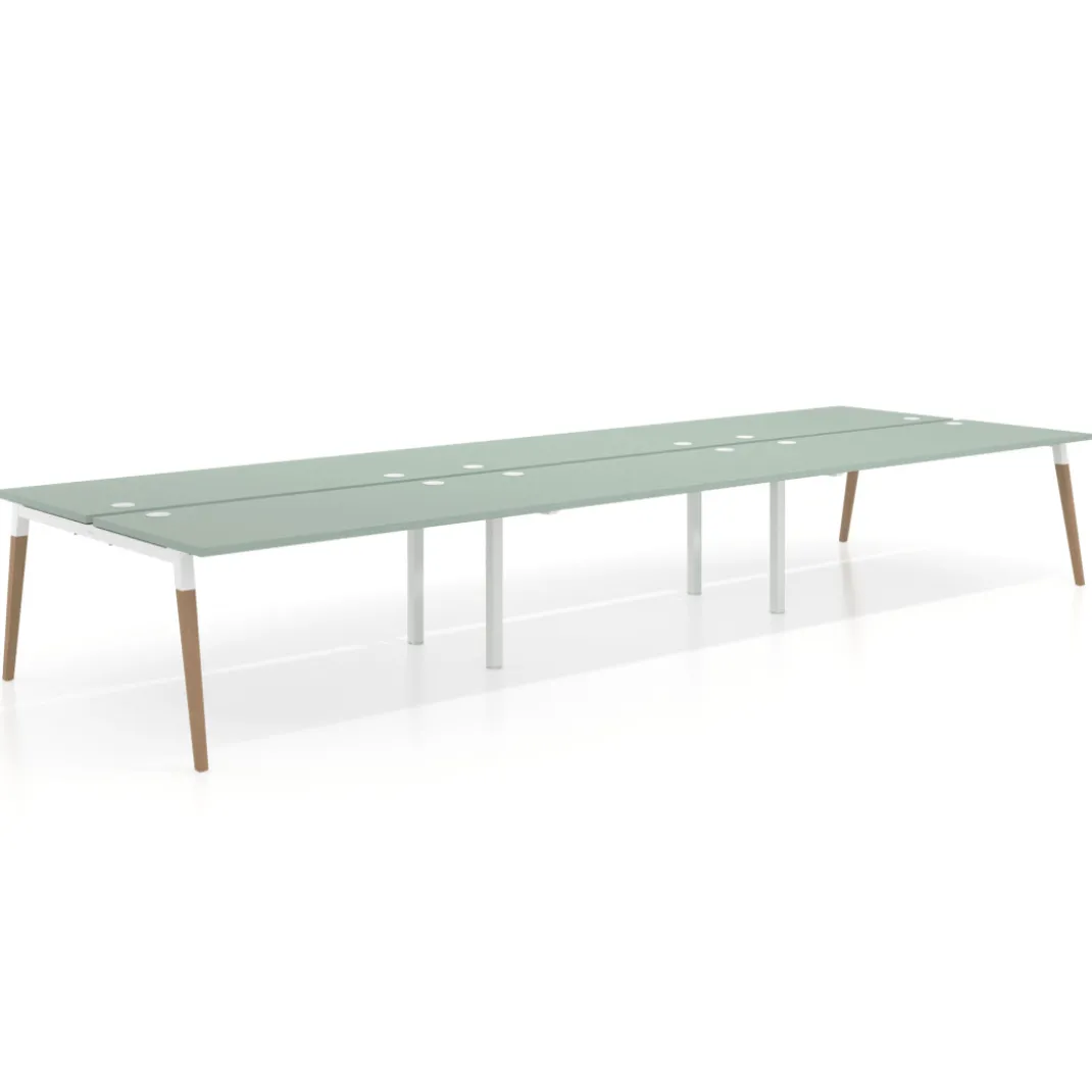 Mesa de oficina multipuesto Arki triple, fondo 166 cm, sobre recto