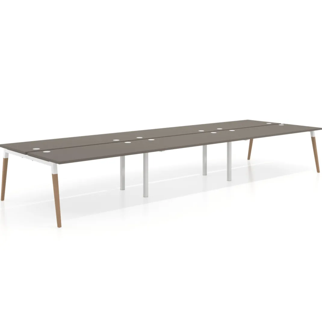 Mesa de oficina multipuesto Arki triple, fondo 166 cm, sobre recto
