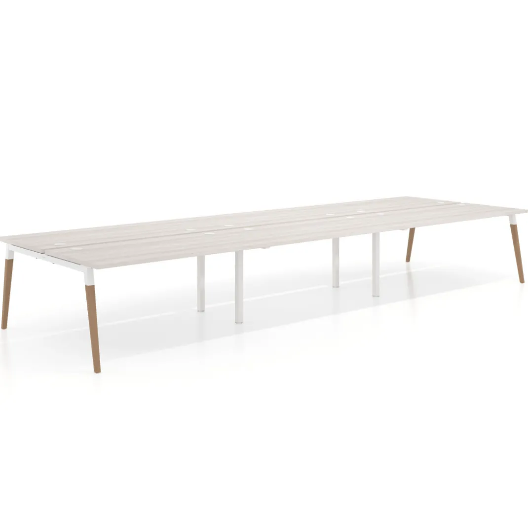 Mesa de oficina multipuesto Arki triple, fondo 166 cm, sobre recto