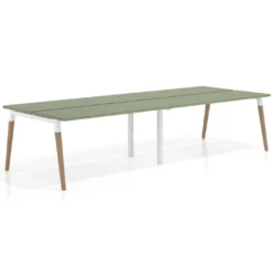Mesa de oficina multipuesto Arki doble, fondo 126 cm, patas de madera