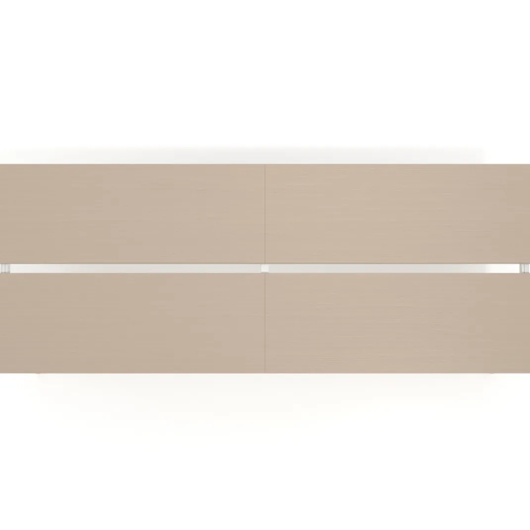 Mesa de oficina multipuesto Arki doble, fondo 126 cm, patas de madera
