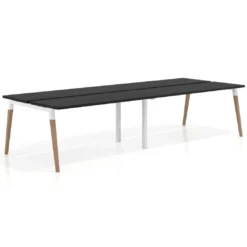 Mesa de oficina multipuesto Arki doble, fondo 126 cm, patas de madera