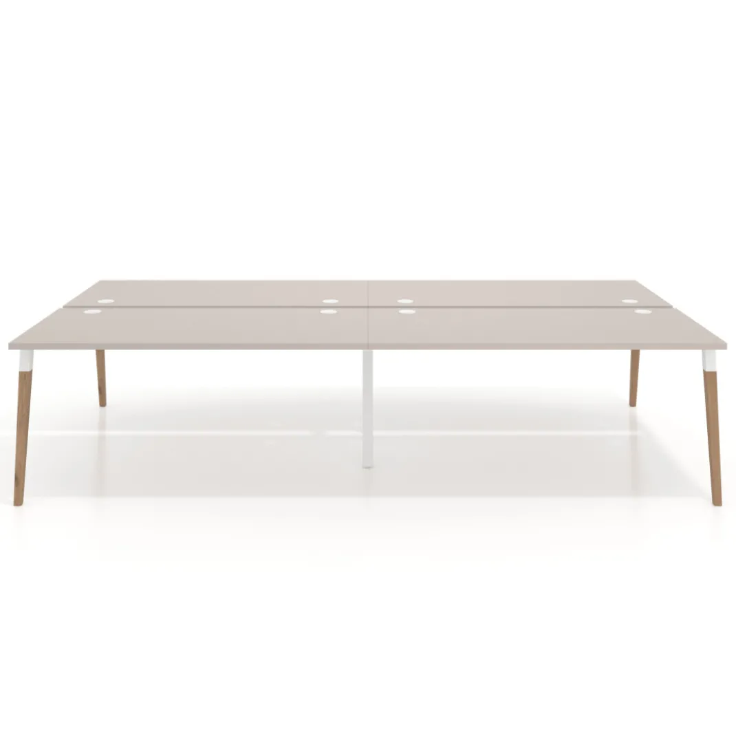 Mesa de oficina multipuesto Arki doble, fondo 166 cm, sobre recto