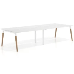 Mesa de oficina multipuesto Arki doble, fondo 126 cm, patas de madera