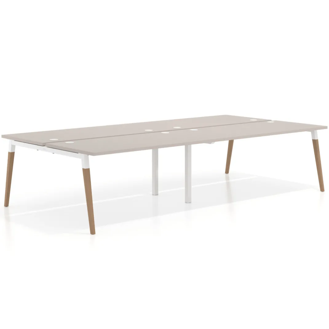 Mesa de oficina multipuesto Arki doble, fondo 166 cm, sobre recto