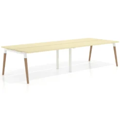 Mesa de oficina multipuesto Arki doble, fondo 126 cm, patas de madera