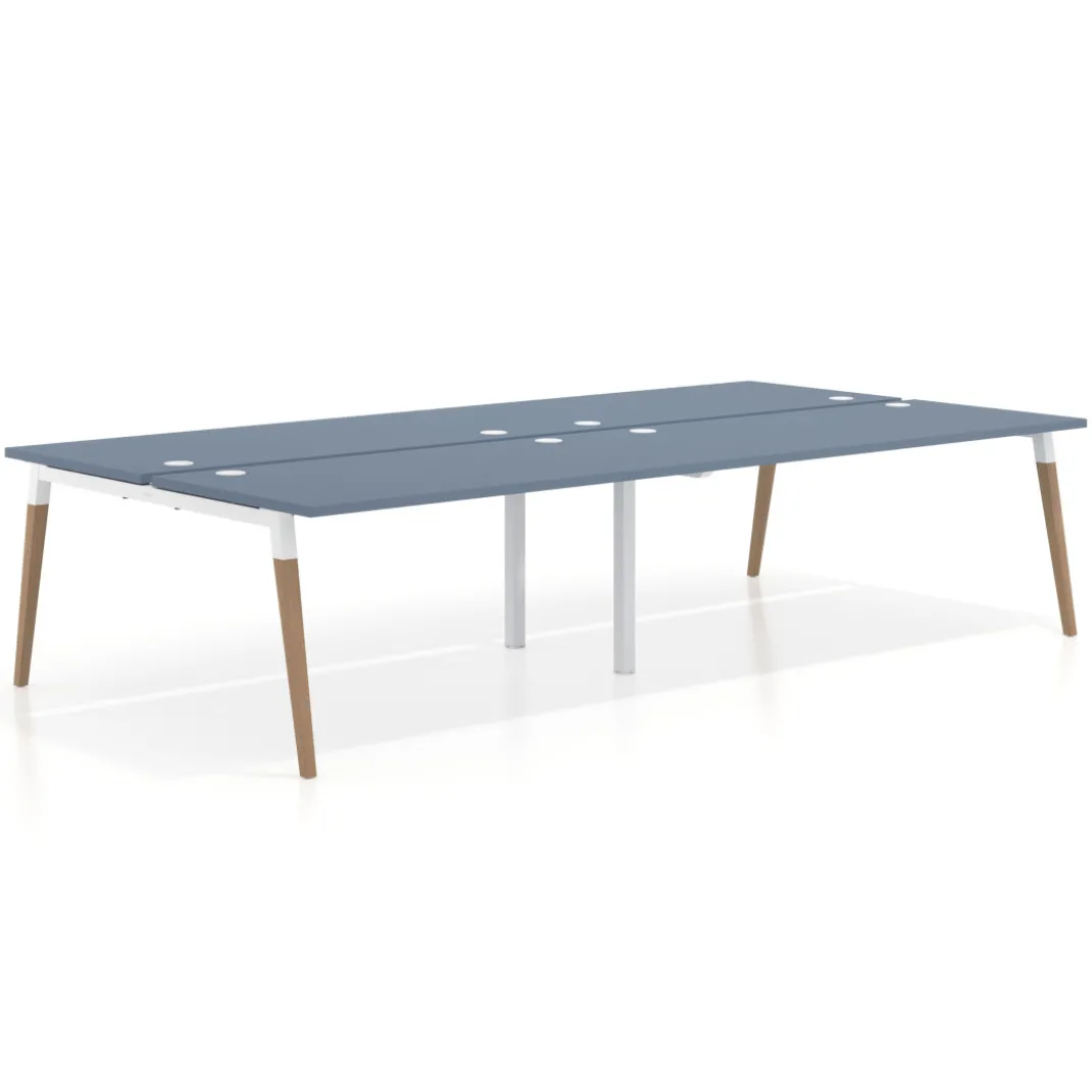 Mesa de oficina multipuesto Arki doble, fondo 166 cm, sobre recto