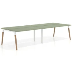 Mesa de oficina multipuesto Arki doble, fondo 126 cm, patas de madera