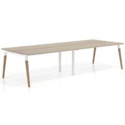 Mesa de oficina multipuesto Arki doble, fondo 126 cm, patas de madera