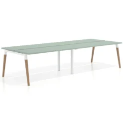 Mesa de oficina multipuesto Arki doble, fondo 126 cm, patas de madera