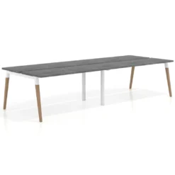 Mesa de oficina multipuesto Arki doble, fondo 126 cm, patas de madera