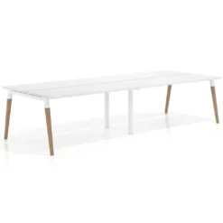 Mesa de oficina multipuesto Arki doble, fondo 126 cm, patas de madera