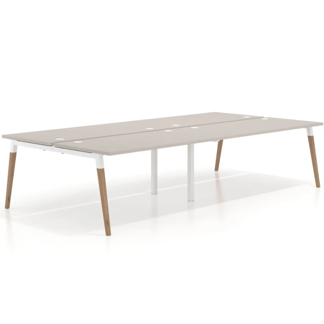 Mesa de oficina multipuesto Arki doble, fondo 166 cm, sobre recto