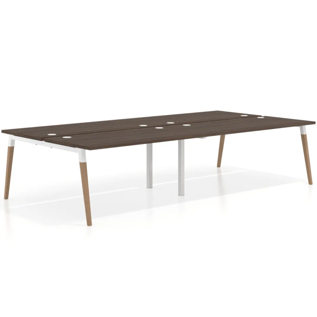 Mesa de oficina multipuesto Arki doble, fondo 166 cm, sobre recto