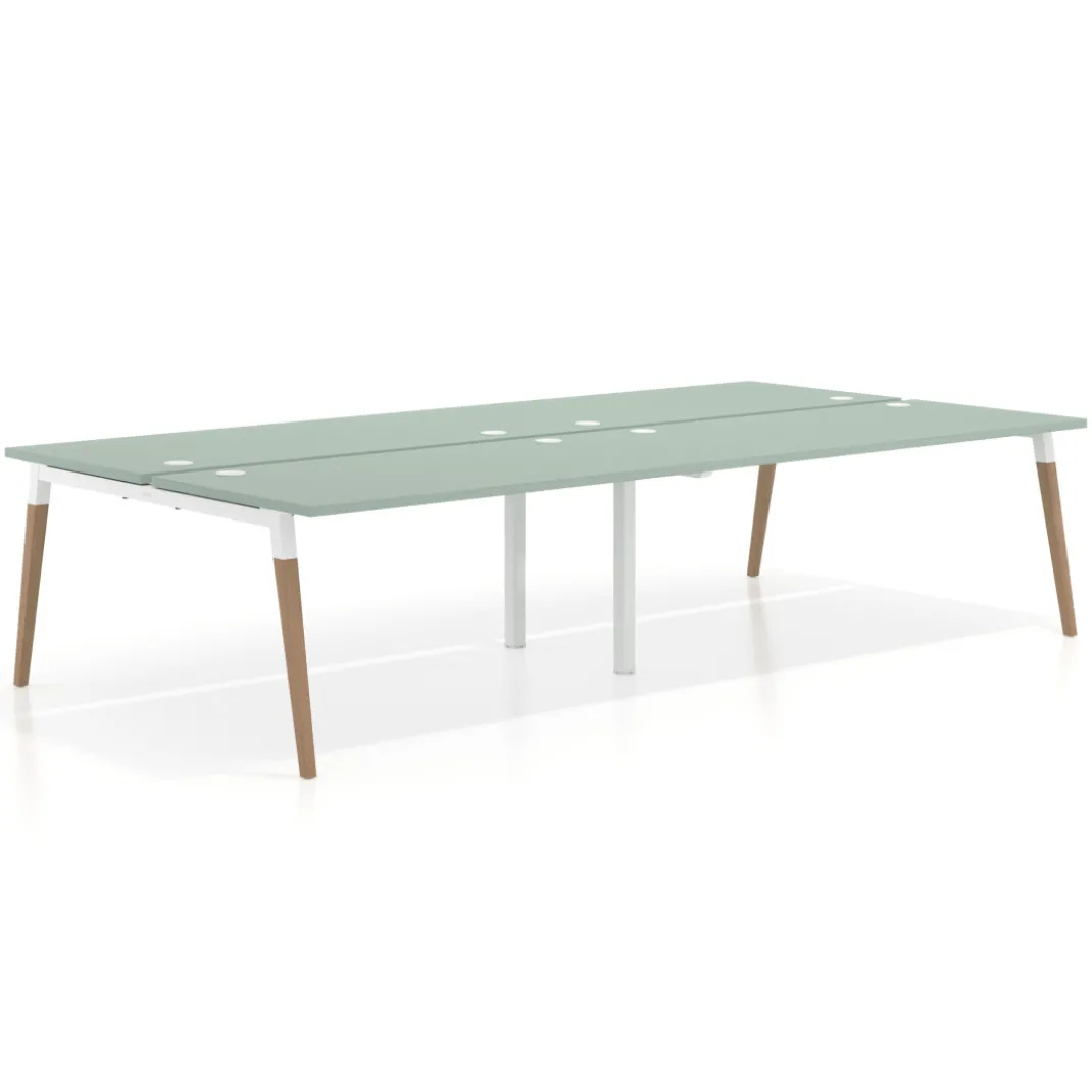 Mesa de oficina multipuesto Arki doble, fondo 166 cm, sobre recto