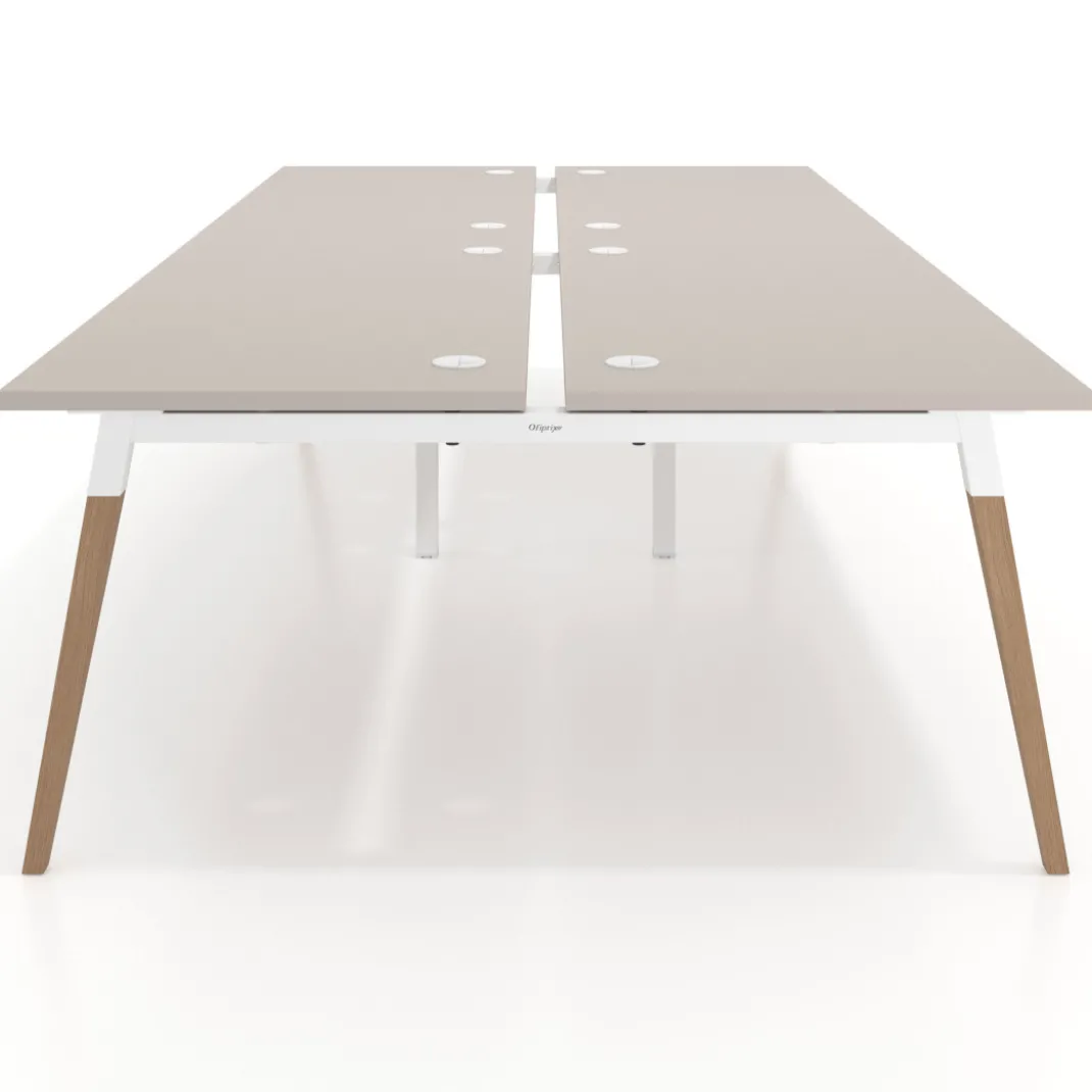 Mesa de oficina multipuesto Arki doble, fondo 166 cm, sobre recto
