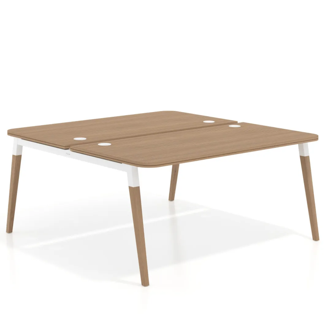 Mesa de oficina multipuesto Arki fondo 166 cm, sobre curvo