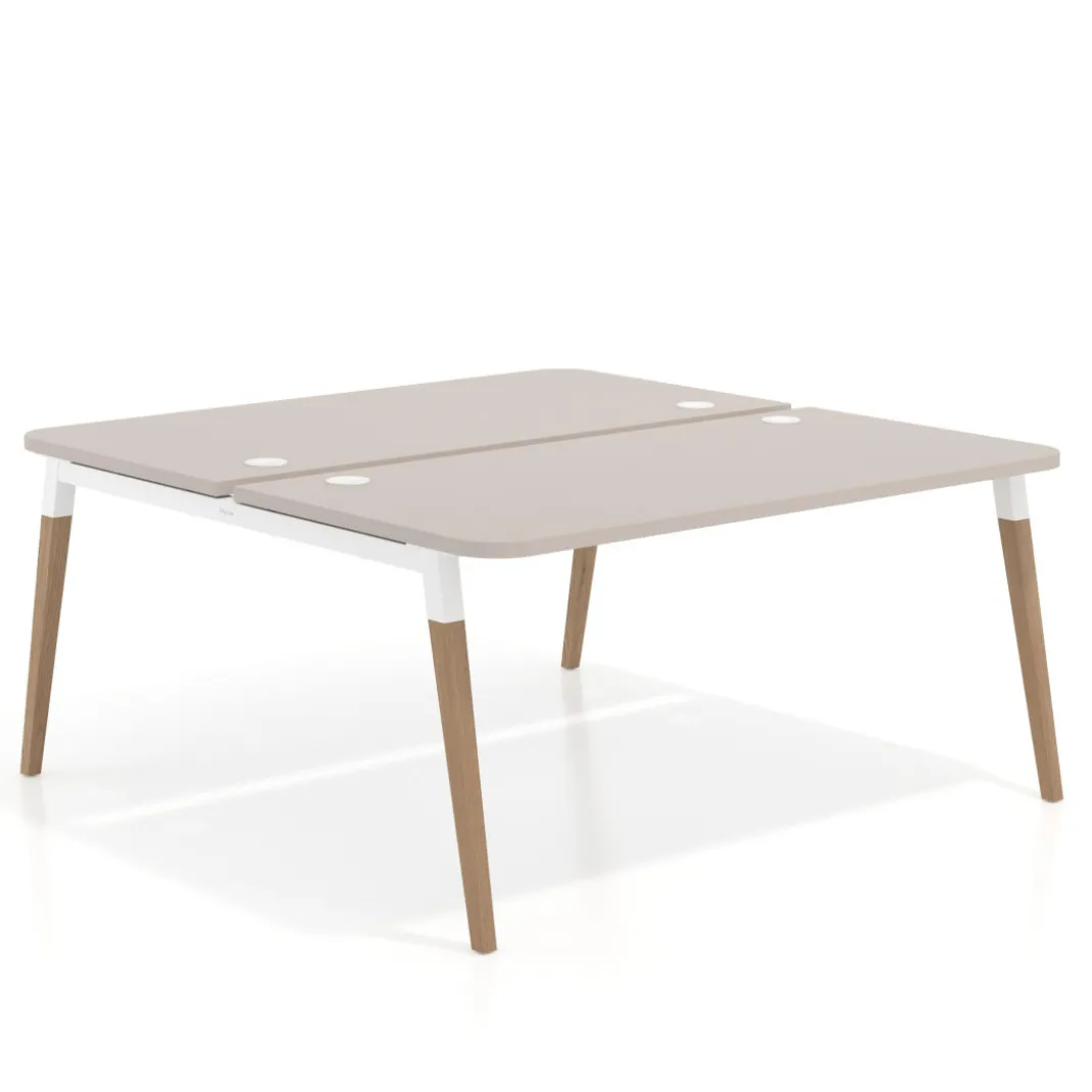 Mesa de oficina multipuesto Arki fondo 166 cm, sobre curvo