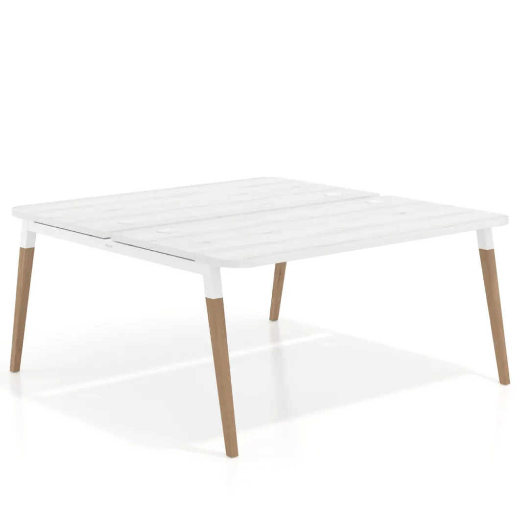 Mesa de oficina multipuesto Arki fondo 166 cm, sobre curvo