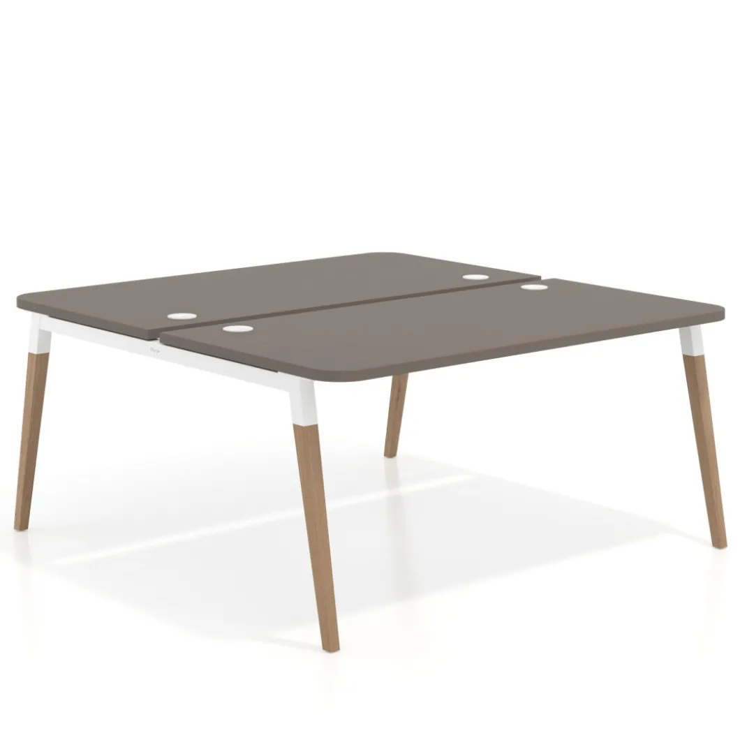 Mesa de oficina multipuesto Arki fondo 166 cm, sobre curvo