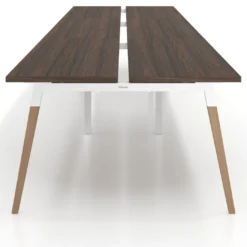 Mesa de oficina multipuesto Arki triple, fondo 126 cm, patas de madera