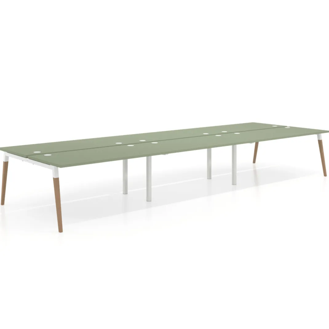 Mesa de oficina multipuesto Arki triple, fondo 166 cm, sobre recto