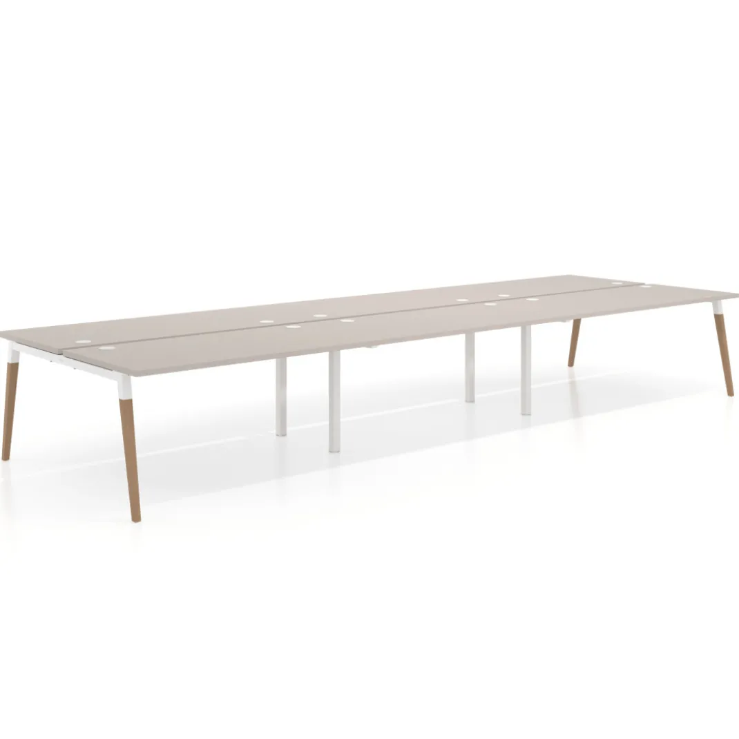 Mesa de oficina multipuesto Arki triple, fondo 166 cm, sobre recto